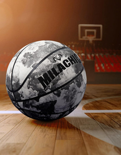 Load image into Gallery viewer, Glow in the Dark Basketball - Glowing Leather Green Light up Gift for Teenagers, Men, Women - Indoor-Outdoor Night Game with Pump (Size 5/6/7)
