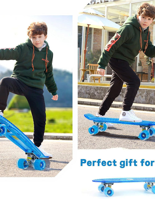 Load image into Gallery viewer, 22 Inch Skateboard- with Led Light up Wheels for Beginners,Complete Mini Cruiser Retro Skateboard for Kid,Smooth Riding,Durable Polypropylene with Pu Wheels
