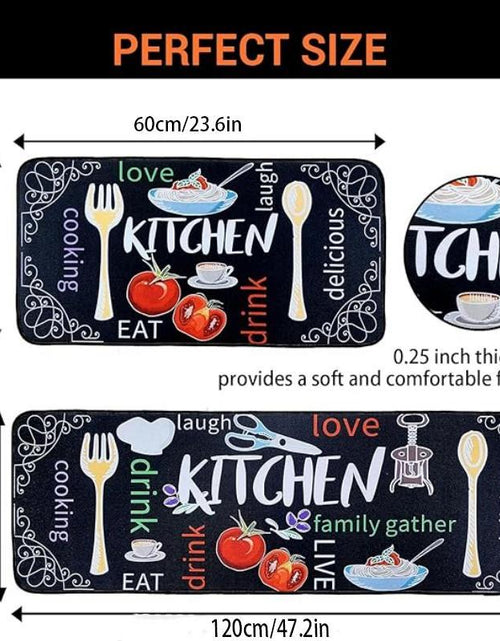 Load image into Gallery viewer, Cutlery Pattern Kitchen Mat, 2 Counts/Set Non-Slip Kitchen Rug, Room Decor Waterproof Kitchen Floor Mat, Washable Kitchen Rugs, Kitchen Decoration, Home Decor
