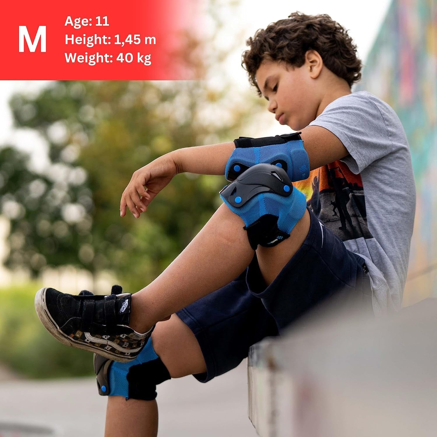 Knee Pads for Kids - Knee and Elbow Pads Set - PROTECT-1 - Size S Blue - Wrist Guards Skating Protective Gear, Skateboard, Roller Skate, Ice Skates for Kids