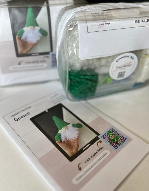 Load image into Gallery viewer, New Year DIY Crochet Kit: Beginner-Friendly Amigurumi Gnome Pattern for Christmas Ornaments and Unique Holiday Decor Handmade Gift Idea
