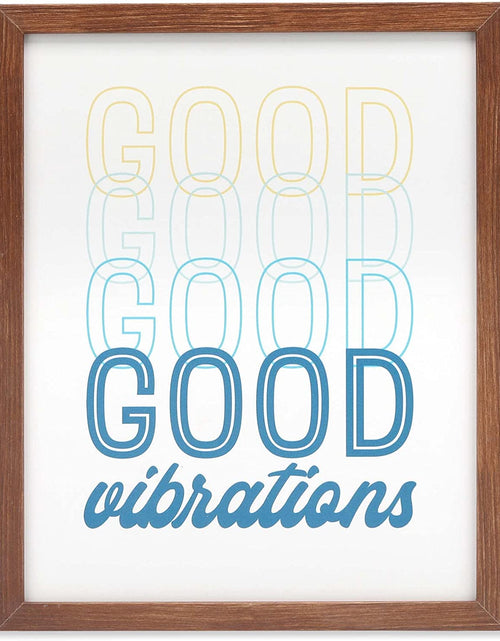 Load image into Gallery viewer, Good Vibrations Framed Wood Wall Decor - Retro Vibe Wall Art for Bedroom, Living Room or Beach House
