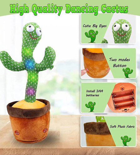 Dancing Cactus Plush Toy Doll Electronic Recording Shake With Song Funny Gift US