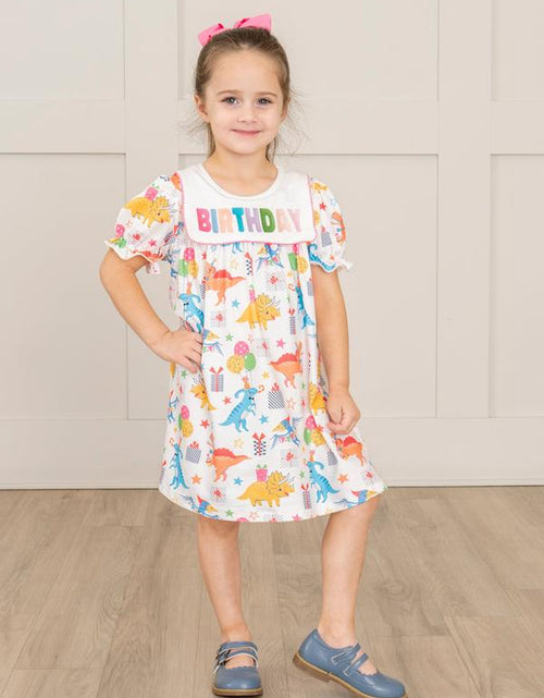 Load image into Gallery viewer, Dinosaur Birthday Party Ruffle Dress
