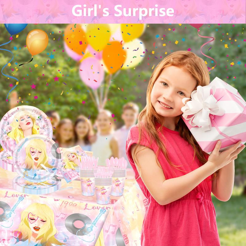 171 Count Disposable Tableware Birthday Party Supplies Singer Paper Plates Napkins Cups Plastic Tablecloths Music Singer Tableware Set Birthday Party Decorations Serves 24 Guests