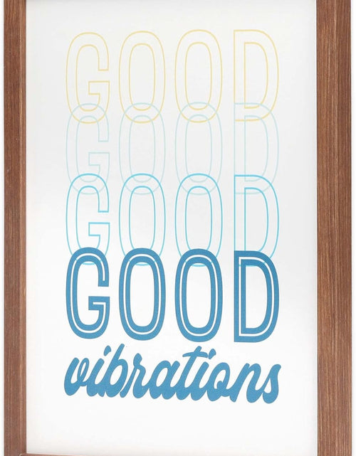 Load image into Gallery viewer, Good Vibrations Framed Wood Wall Decor - Retro Vibe Wall Art for Bedroom, Living Room or Beach House
