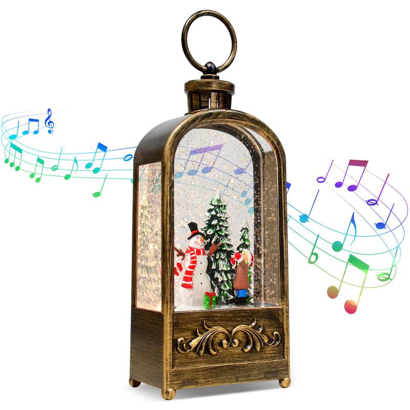Musical Snowman Snow Globe Lantern with 8 Songs & 6H Timer for Christmas Home Decoration Gifts