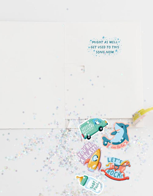 Load image into Gallery viewer, Endless Baby Shower Card Glitter and Sticker Surprise
