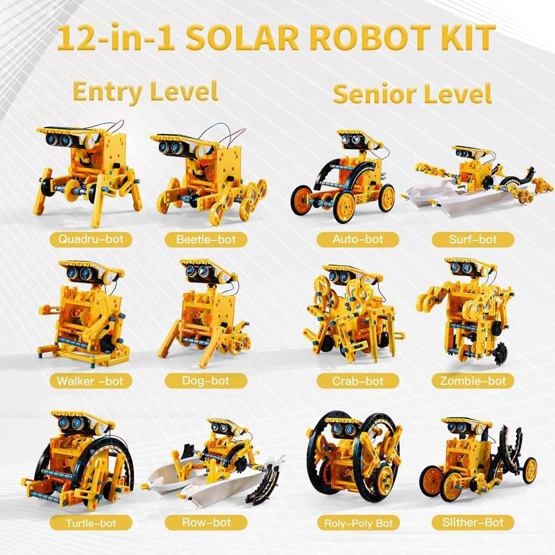 Education Building Science Experiment Set, 12 in 1 STEM Solar Robot Kit Toys,Birthday/Christmas Gift