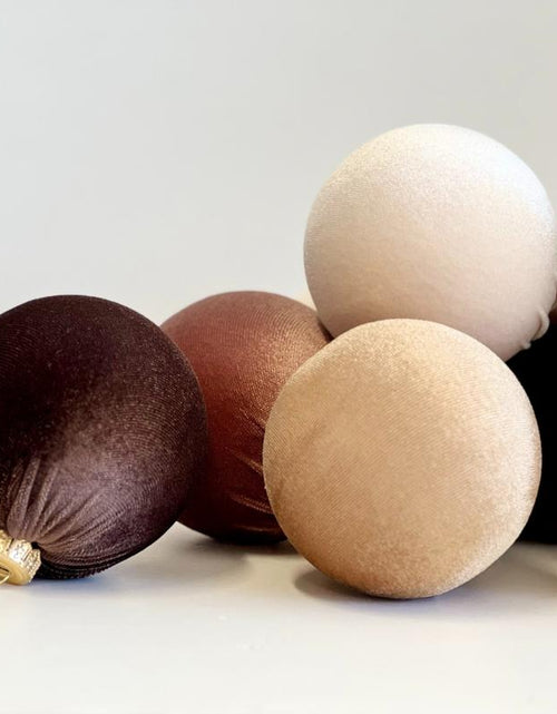 Load image into Gallery viewer, Christmas Velvet Ornaments, Christmas Tree Decoration, Brown Shades Set of 12 Pcs Size 4&quot;, Christmas Handmade Custom Balls Gift Decorative Hanging

