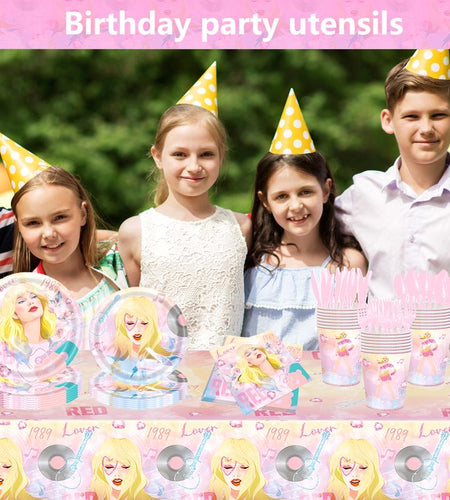 171 Count Disposable Tableware Birthday Party Supplies Singer Paper Plates Napkins Cups Plastic Tablecloths Music Singer Tableware Set Birthday Party Decorations Serves 24 Guests