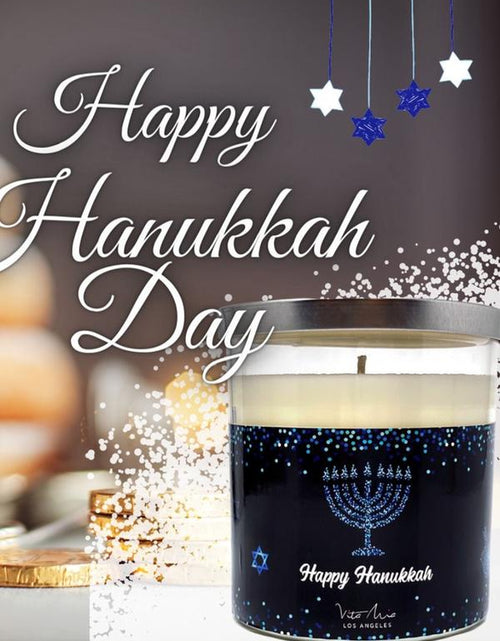 Load image into Gallery viewer, Happy Hanukkah Candle Decor Gift Glass Bean Coconut
