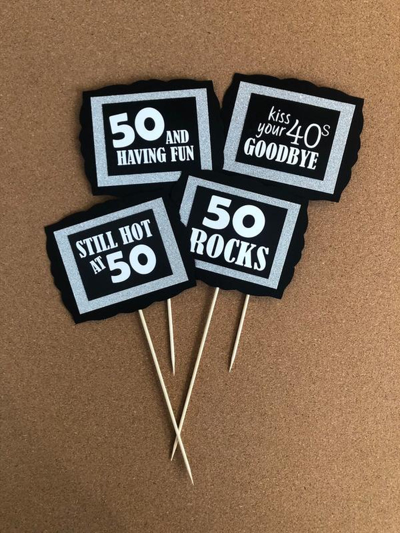 50Th Birthday Party Decorations, Party Table Centerpieces, 50Th Birthday Floral Picks