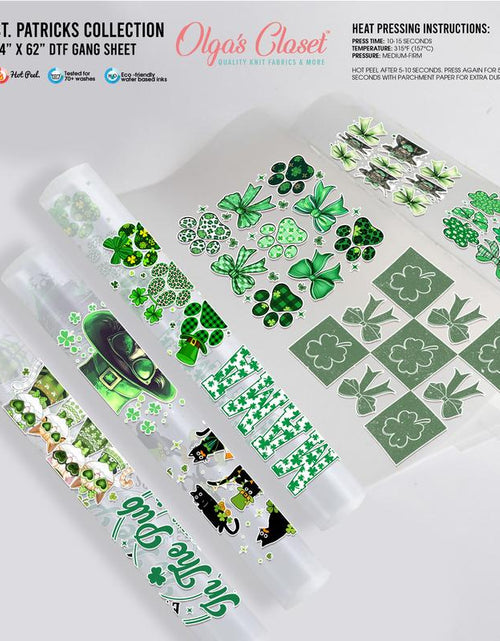 Load image into Gallery viewer, St. Patrick Gang Sheet 10 Premium Quality DTF Heat Transfer Prints DIY 24X62&quot;
