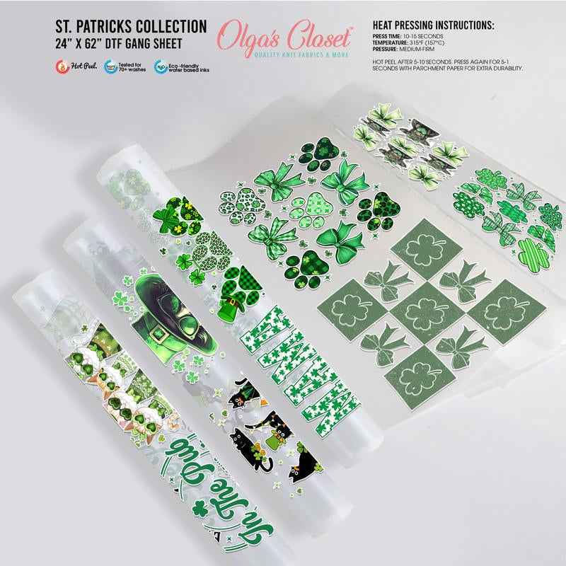 St. Patrick Gang Sheet 10 Premium Quality DTF Heat Transfer Prints DIY 24X62"