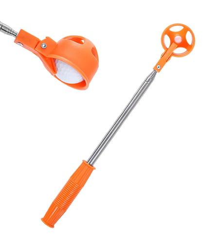 LVOERTUIG Golf Ball Retriever for Water Telescopic Extendable Ball Retriever Tool Stainless Steel Golf Telescopic Golf Ball Picker Grabber Golf Accessories Golf Gift for Golf Lovers(Orange)