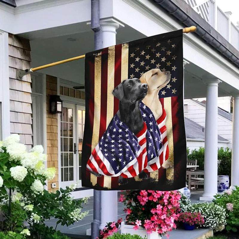 FLAGWIX English Bulldog House Flags, Dog Decor American Flag - 4Th of July Decorations for Home, Yard, House Flag - Patriotic Dog Decor, Double Sided, Heavy Duty Canvas Flag Indoor Outdoor