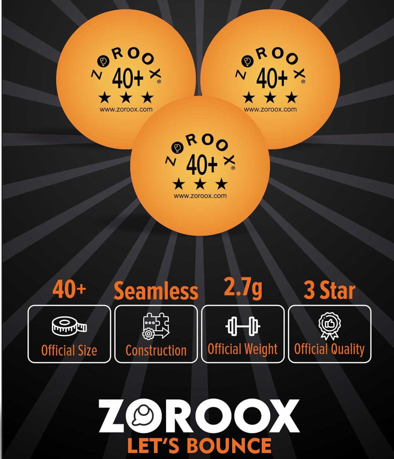 High-Performance 3-Star Table Tennis Balls - Pack of | 9, 18, 36 or 72 | Orange or White | 40+ ABS Competition Grade Ping Pong Balls