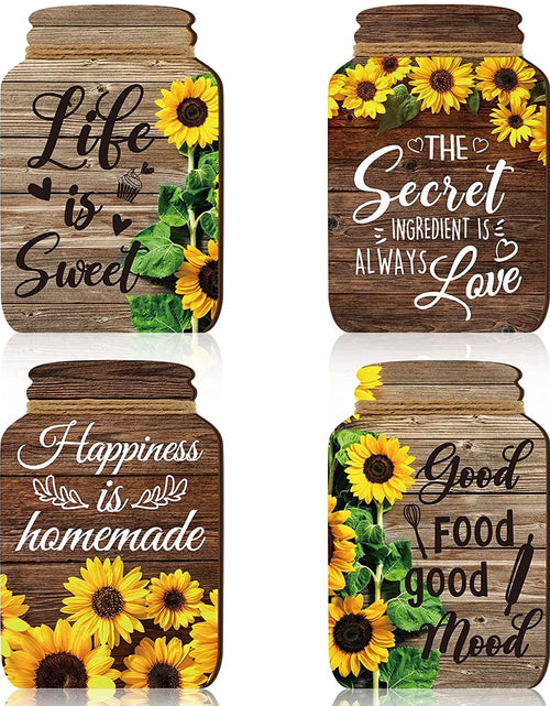 Load image into Gallery viewer, 4 Pcs Mason Jar Wall Decor Wooden,Kitchen Rustic Home Decor Inspirational Kitchen Decor Hanging Farmhouse Kitchen Signs Wall Decor for Home Decor
