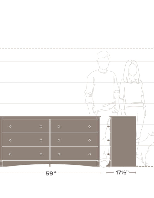 Load image into Gallery viewer, Sonoma Cherry 6-Drawer Double Dresser for Bedroom, CDC-6330-V, 59&quot; W X 17.5&quot; D X 29&quot; H
