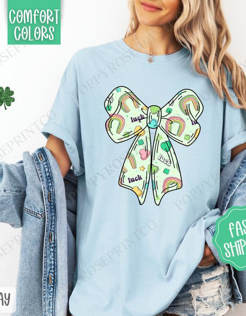Load image into Gallery viewer, Lucky Charm Bow St Patrick Shirt Comfort Colors, St Patrick&#39;S Day Women&#39;S Tee, Cute Women&#39;S Tshirt
