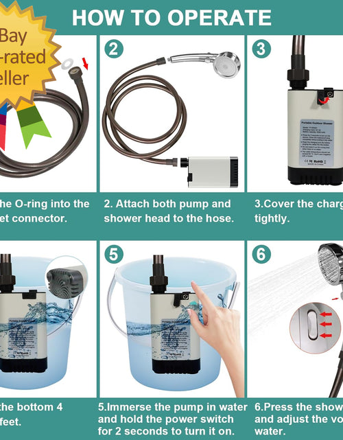 Load image into Gallery viewer, Portable Shower for Camping, Rechargeable Electric Camping Shower Pump
