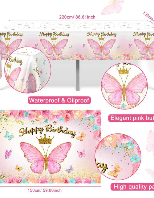 Load image into Gallery viewer, Butterfly Birthday Balloon Arch Kit, 95Pcs Purple Pink Butterfly Birthday Party Decoration DIY Set, Lavender Balloons Foil Balloons, Happy Birthday Backdrop Tablecloth, Girl&#39;S Birthday Party Balloon Garland, Party Supplies, Father&#39;S Day Gift
