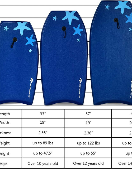 Load image into Gallery viewer, 41&#39;&#39;/37&#39;&#39;/33&#39;&#39; Lightweight Body Board for Beach, Surf Board with EPS Core, XPE Deck, HDPE Slick Bottom, Wrist Leash, Bodyboard for Kids Adults Surfing
