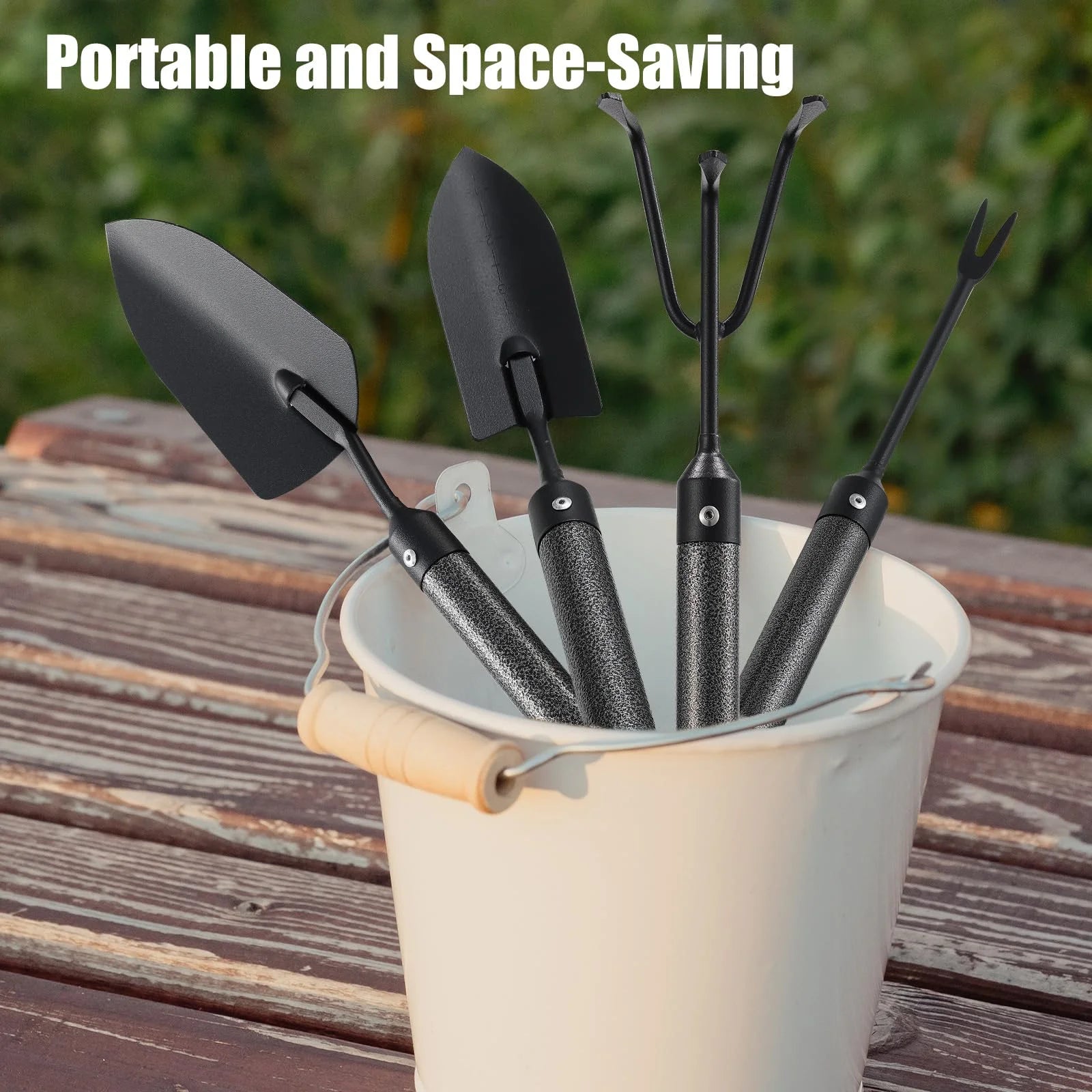 Garden Tools Set with Extension Handles, Heavy-Duty Steel Thick Gardening Hand Tools,5 Pieces