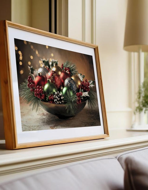 Load image into Gallery viewer, Elegant Christmas Ornament Wall Art Poster - High Quality Holiday Décor Physical Decoration, Aesthetic Holly Ornament Print Picture Unframe
