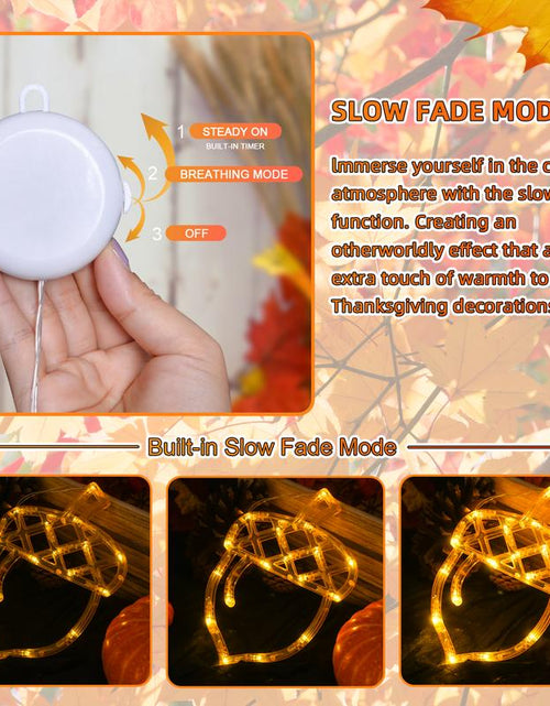Load image into Gallery viewer, Lolstar Fall Decor Window Lights 2025 Thanksgiving Decorations Acorn Maple Leaves Pumpkin LED Lights with Suction Cups Battery Operated(Exclusive) Slow Fade Mode Timer Autumn Decorations for Home
