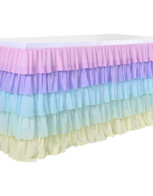 Load image into Gallery viewer, Pastel Rainbow Table Skirt Ruffle Party Tablecloth for Rectangle Table 6Ft Birthday Party Baby Shower
