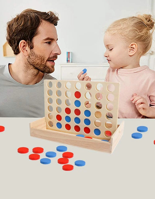 Load image into Gallery viewer, Wooden 4 in a Row Board Games Line up 4 Connect Games for Travel Board Games Foldable Classic Family Fun Toy for Kids and Adults
