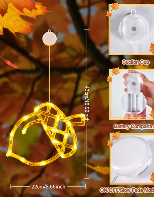 Load image into Gallery viewer, Lolstar Fall Decor Window Lights 2025 Thanksgiving Decorations Acorn Maple Leaves Pumpkin LED Lights with Suction Cups Battery Operated(Exclusive) Slow Fade Mode Timer Autumn Decorations for Home

