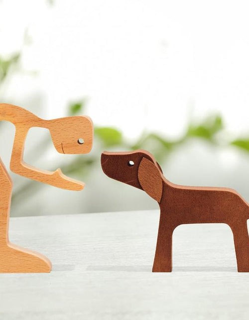 Load image into Gallery viewer, Pawfect House Man with Dog Wooden Pet Carvings, Handcrafted Wood Sculpture, Thoughtful Gift for Pet Owners, Memorial Dog Lover Decor
