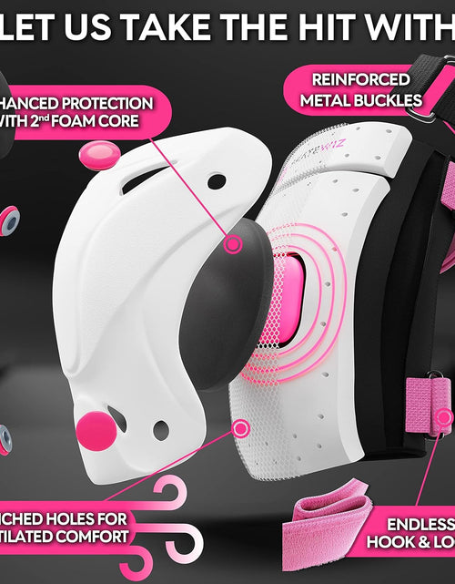 Load image into Gallery viewer, Knee Pads for Kids - Knee and Elbow Pads Set - PROTECT-1 - Size S Pink White - Wrist Guards Skating Protective Gear, Skateboard, Roller Skate, Ice Skates for Kids
