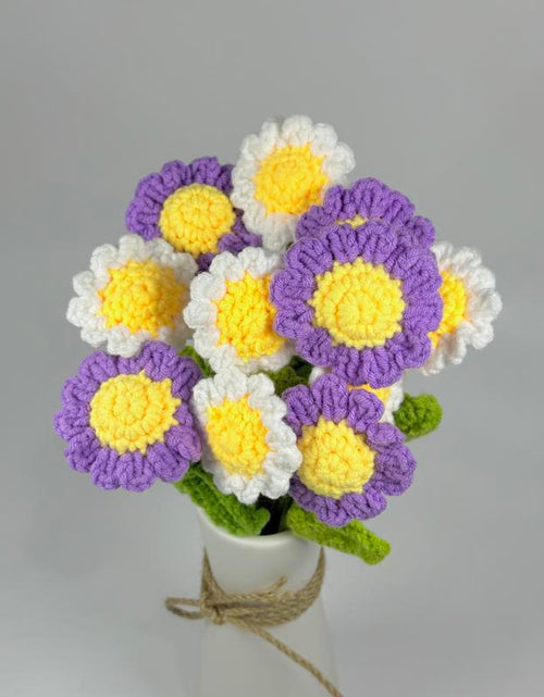 Load image into Gallery viewer, 12Pcs, Crochet Daisies without Vase, Decorating Rosy Eternal Flowers,Dozen Bouquets,Decorative Bouquet for Home Decor,Garden Party,Wedding Decor
