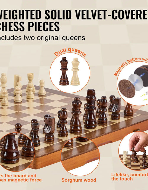Load image into Gallery viewer, 2 Queens Portable Travel Gift Chess Set for Tournament Professional Beginner 15 Inch 2-IN-1 Chess Checkers Game Set,
