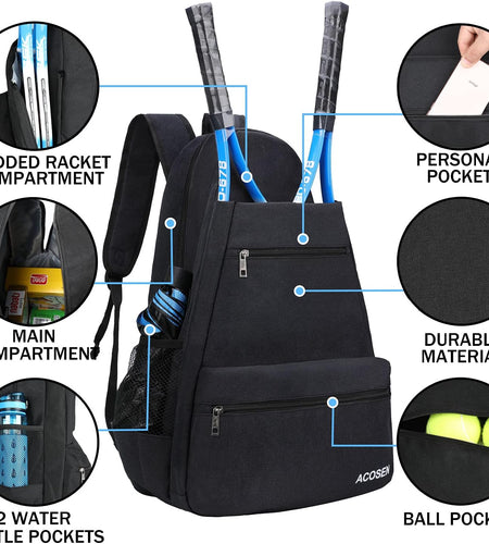 Tennis Bag Tennis Backpack - Large Tennis Bags for Women and Men to Hold Tennis Racket,Pickleball Paddles, Badminton Racquet, Squash Racquet,Balls and Other Accessories