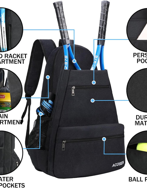 Load image into Gallery viewer, Tennis Bag Tennis Backpack - Large Tennis Bags for Women and Men to Hold Tennis Racket,Pickleball Paddles, Badminton Racquet, Squash Racquet,Balls and Other Accessories

