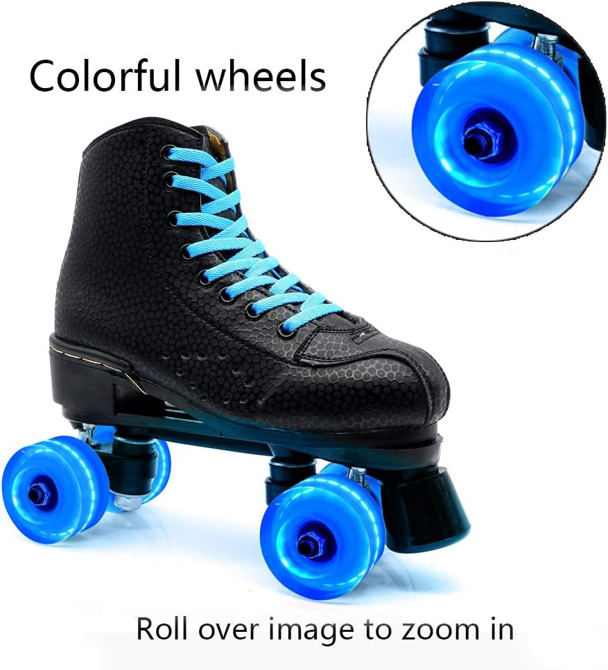 Light up Roller Skate Wheels 8 Pack, 78A Hardness LED Skateboard Wheels with Premium ABEC-9 Bearings, Illuminating Roller Skate Accessories for Outdoor Indoor Quad Skates