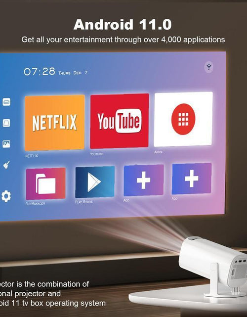Load image into Gallery viewer, Portable Retro Game Projector – 10,000+ Built-In Retro Games, 1080P HD, Android 11, Dual Wireless Controllers | Portable Outdoor Movie &amp; Gaming Projector W/ Auto Keystone, Wifi, Bluetooth – Perfect Gift for Family, Kids &amp; Gamers

