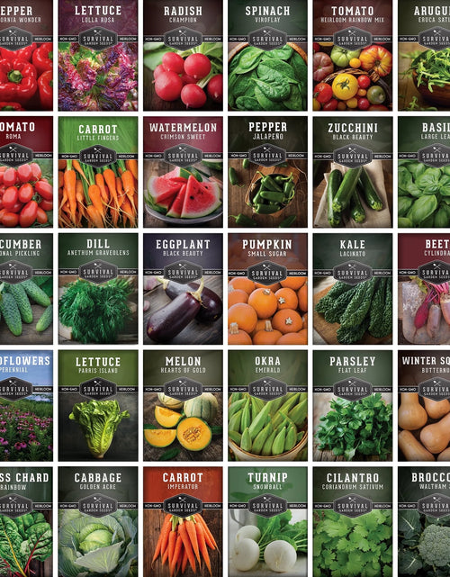 Load image into Gallery viewer, 30 Home Garden Seed Collection - Variety Pack with Full Sun Annual Heirloom Non-Gmo Vegetables
