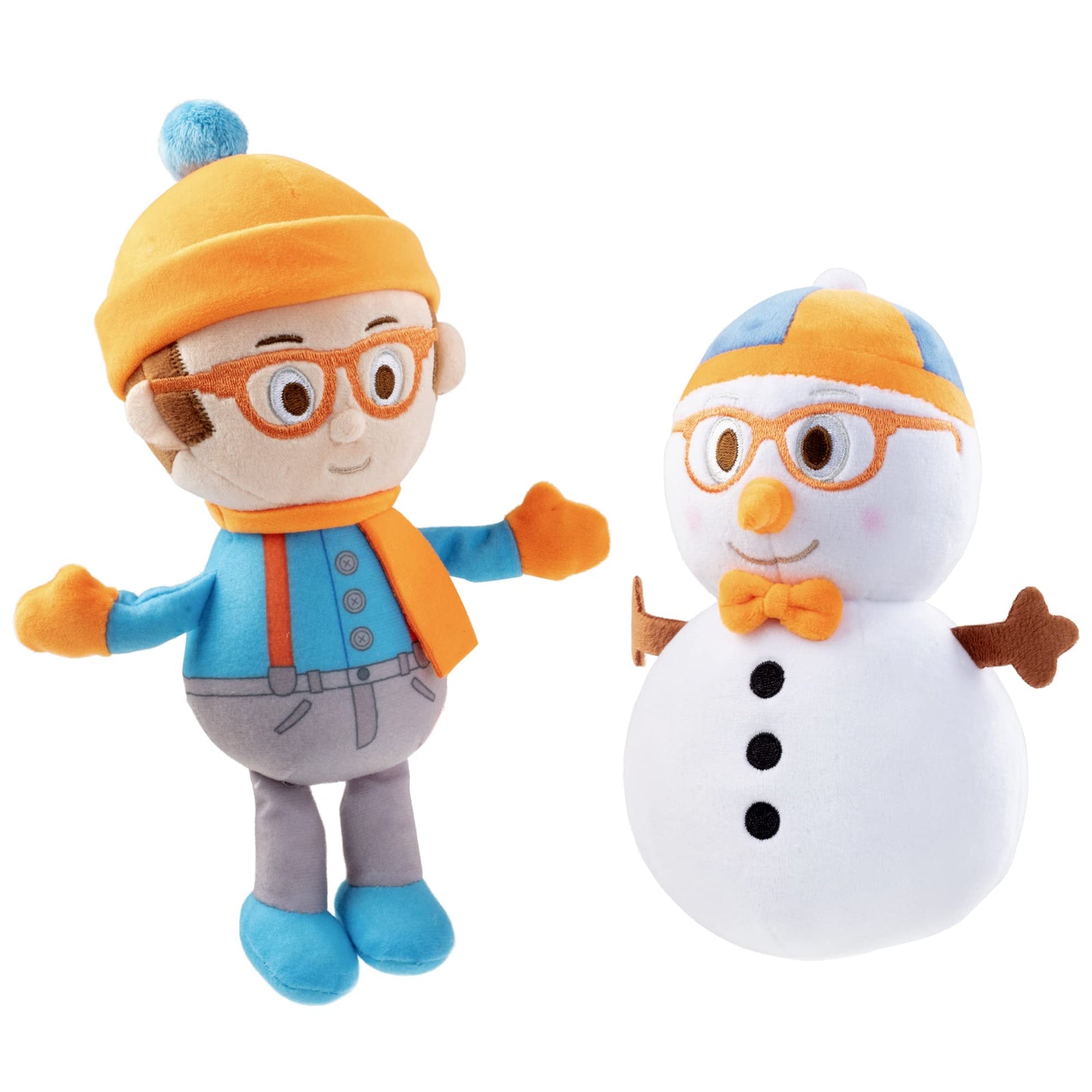 Blippi 7" Winter Blippi & Snowman Plush Figures 2-Pack Set - Officially Licensed - Authentic Soft Stuffed Animal Doll Toy - Easter Basket Stuffer Gift for Toddlers Kids Boys & Girls - 12 mo+