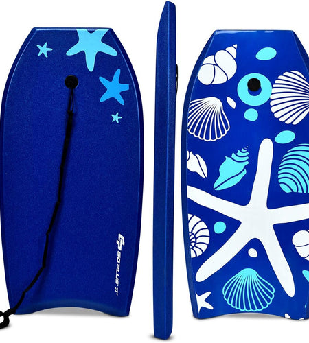 41''/37''/33'' Lightweight Body Board for Beach, Surf Board with EPS Core, XPE Deck, HDPE Slick Bottom, Wrist Leash, Bodyboard for Kids Adults Surfing