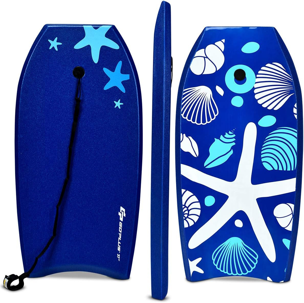 41''/37''/33'' Lightweight Body Board for Beach, Surf Board with EPS Core, XPE Deck, HDPE Slick Bottom, Wrist Leash, Bodyboard for Kids Adults Surfing