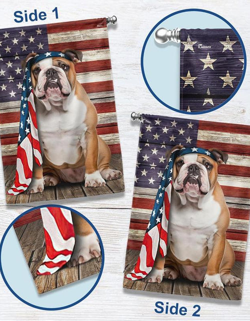 Load image into Gallery viewer, FLAGWIX English Bulldog House Flags, Dog Decor American Flag - 4Th of July Decorations for Home, Yard, House Flag - Patriotic Dog Decor, Double Sided, Heavy Duty Canvas Flag Indoor Outdoor
