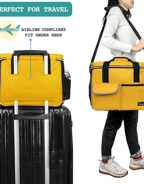 Load image into Gallery viewer, Medium Dog Travel Bag with Food Containers and Bowls, Yellow, 22 L Limit
