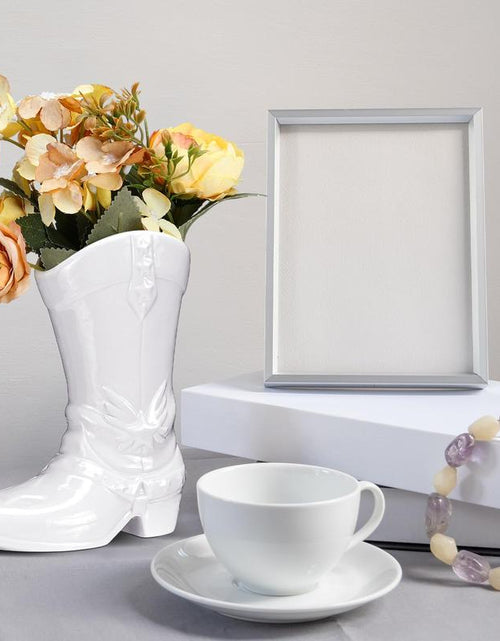 Load image into Gallery viewer, Boot Vase for Book Shelf Ceramic Cowboy Decoration Arrangements Nice Western Country Accent Vase Unique Boot Planter for Modern Aesthetic Room Wedding Decor
