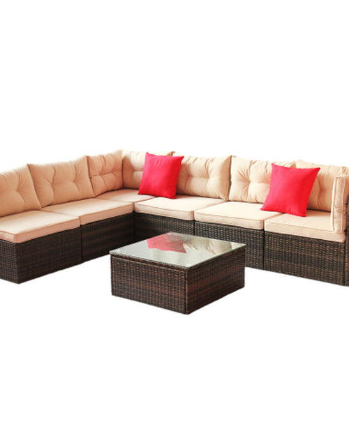 Load image into Gallery viewer, Patio Furniture Set PE Rattan Sectional Garden Furniture Corner Sofa Set
